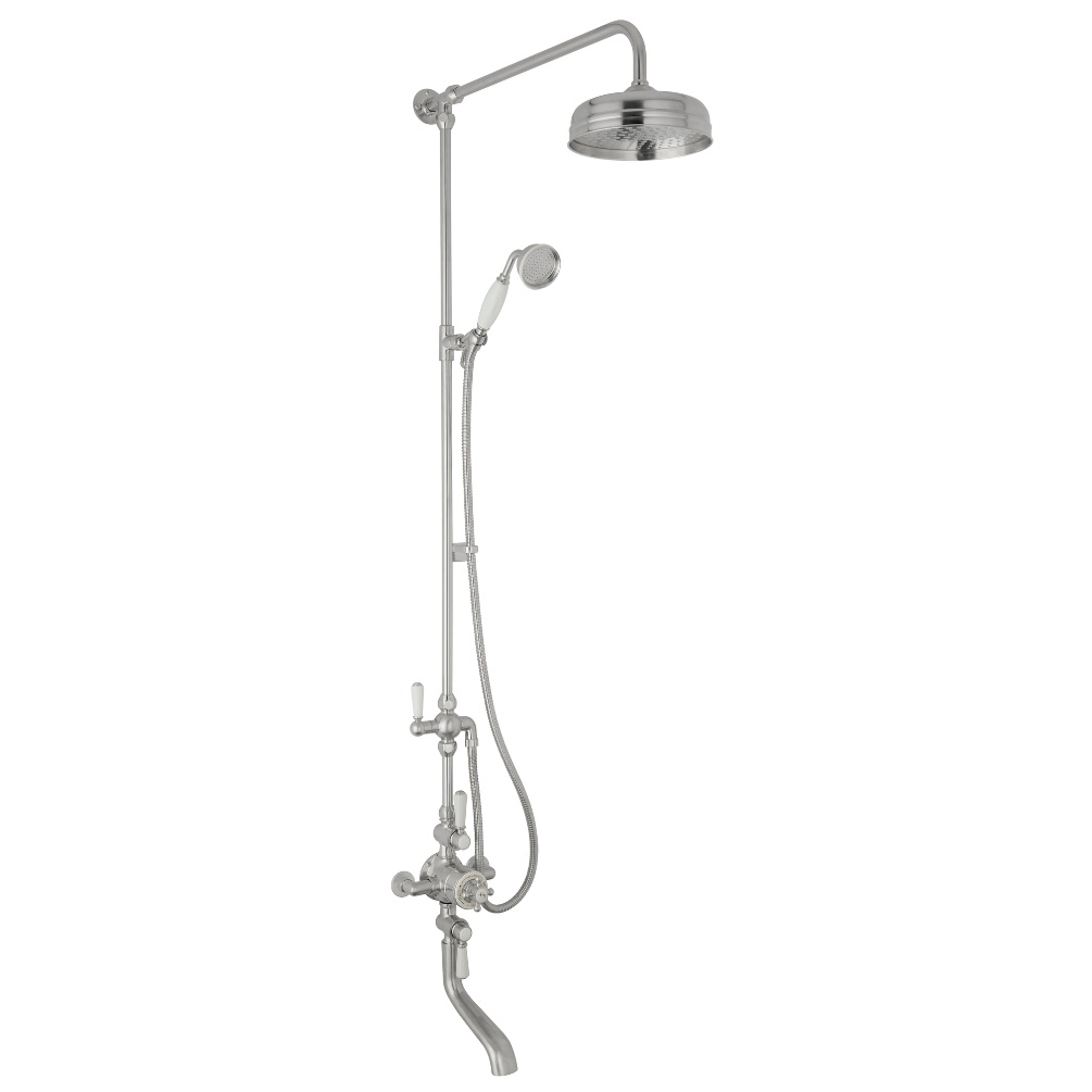 BC Designs Victrion Brushed Chrome 3-Way Valve with Shower & Spout Bath Filler Cut Out